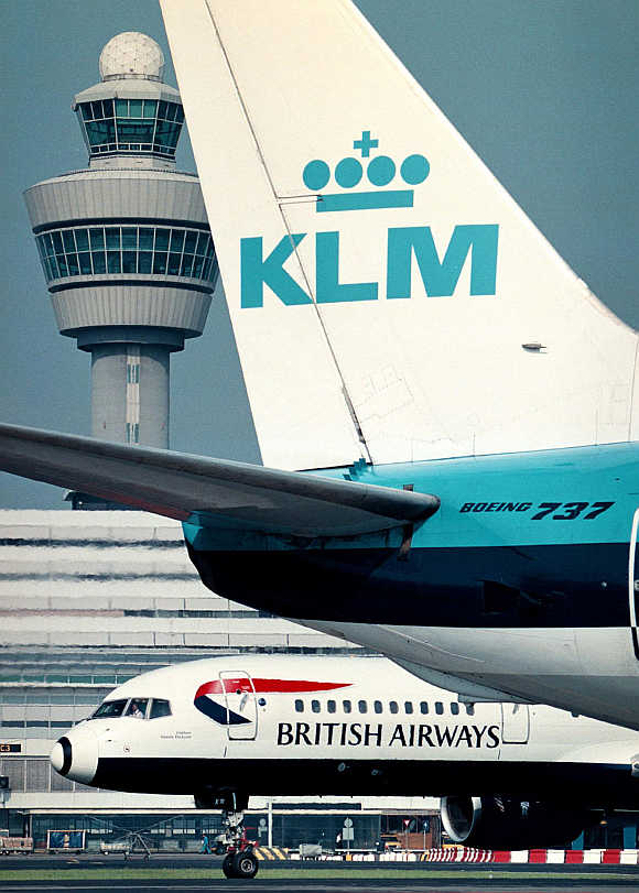 A KLM Royal Dutch Airlines 737 at Amsterdam's Schipol airport.