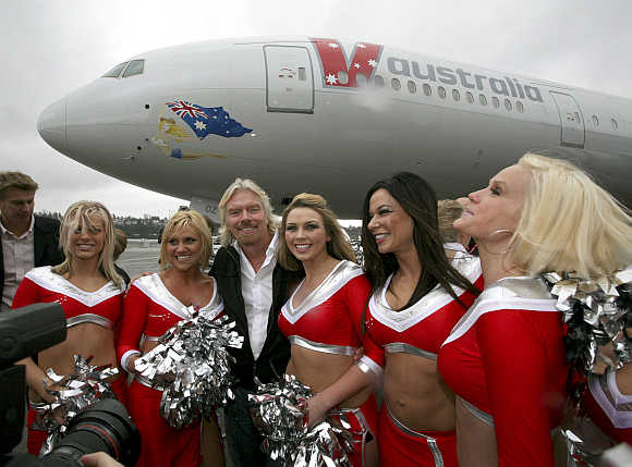 Virgin Chairman Sir Richard Branson at a ceremony to mark the delivery of the first Boeing 777-300ER for V Australia, in Seattle, Washington.