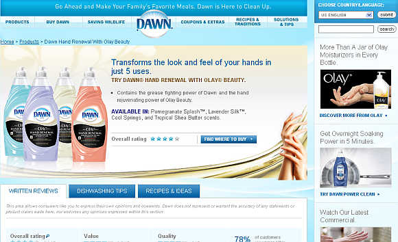Dawn is a brand of dishwashing liquid owned by Procter & Gamble.