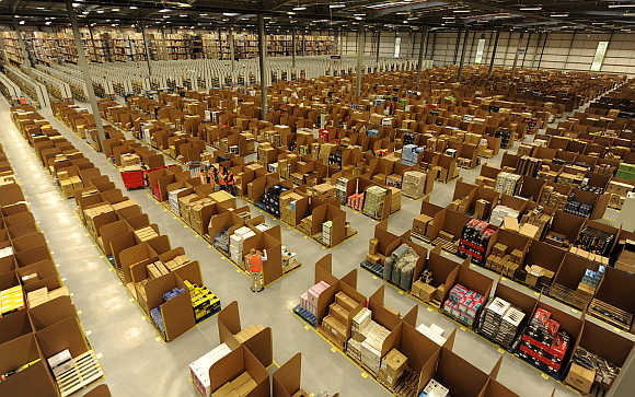 A view of Amazon's warehouse in Dunfermline, Scotland.