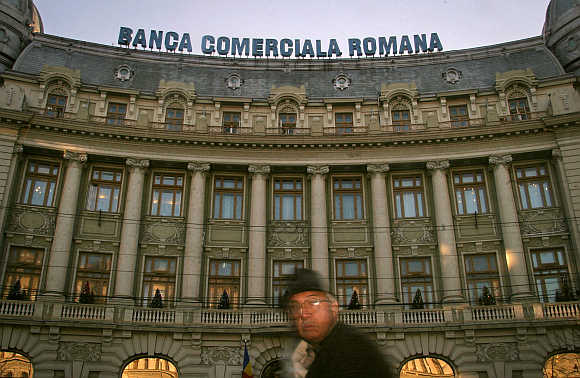 Central headquarters of Banca Comerciala Romana in Bucharest, Romania.