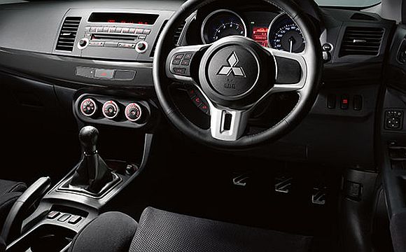 Interior of Mitsubishi Lancer EVO X.
