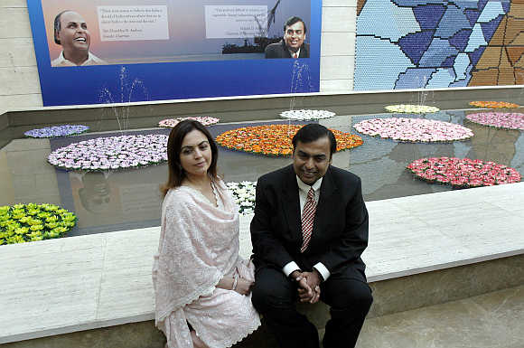 Mukesh Ambani, Chairman, Reliance Industries, with wife Nita in Mumbai.