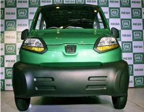 The newly launched Bajaj's first-ever four-wheeled vehicle RE60 is pictured in New Delhi.