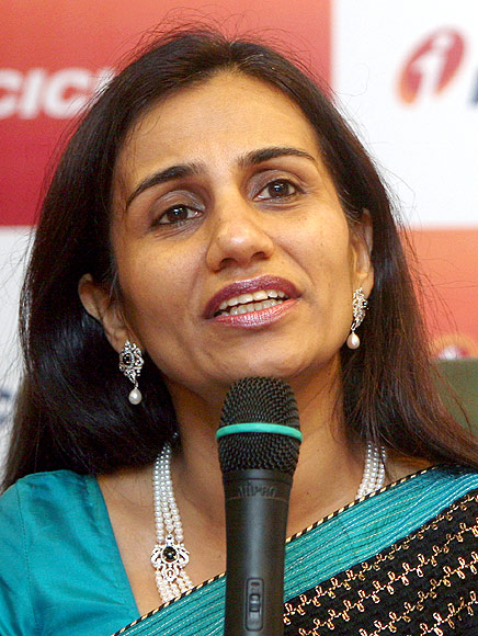 Chanda Kochhar speaks during a news conference in Mumbai.