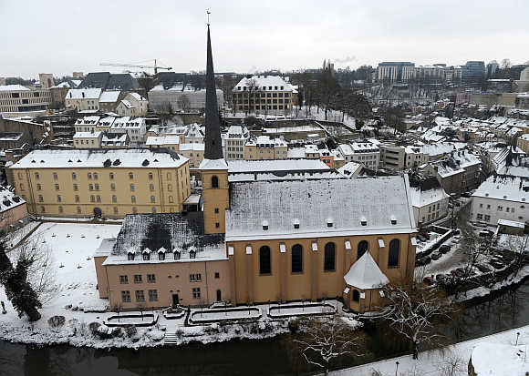 Petrusse river near old fortifications of Luxembourg city.