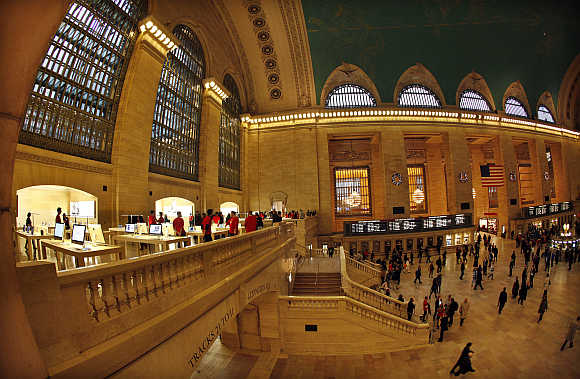 A view of Apple Store on the East Balcony in New York City's Grand Central Station.