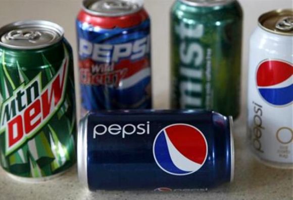 A variety of soft drinks produced by Pepsico are seen on a kitchen counter in Golden, Colorado.