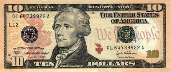 US $10 bill.