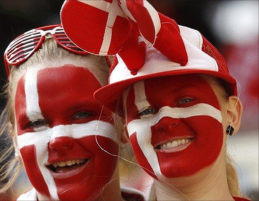Fans of Denmark's fooftbal team.