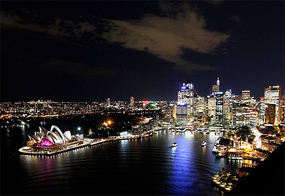 Sydney city skyline during Earth Hour.
