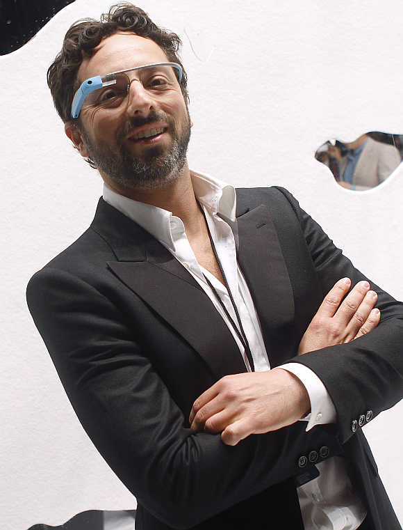Google founder Sergey Brin wearing Google Glass in New York.