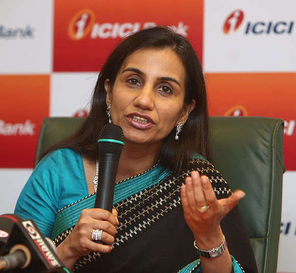 Chanda Kochhar speaks during a news conference in Mumbai.