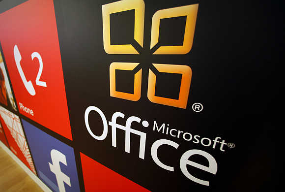 Microsoft Office logo on display in San Diego, California.