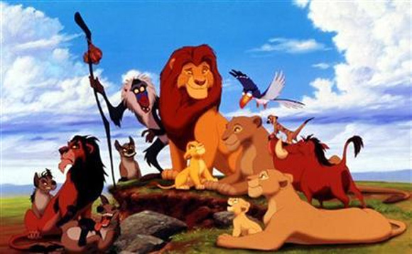 Characters in the animated film from the Walt Disney Company 'The Lion King''.