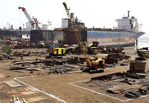 A view of ships being decommissioned at the Alang shipyard, about 260 km (162 miles) west of Ahmedabad. Photograph: Amit Dave/Reuters