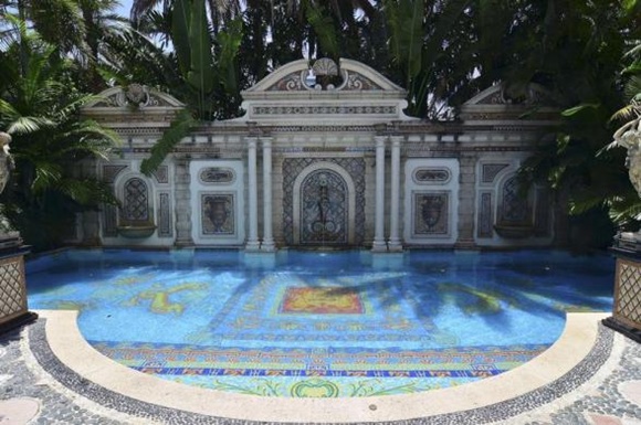 Pool area of the South Beach mansion formerly owned by fashion designer Gianni Versace in Miami Beach, Florida.