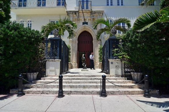Main entrance hall is seen in a South Beach mansion.