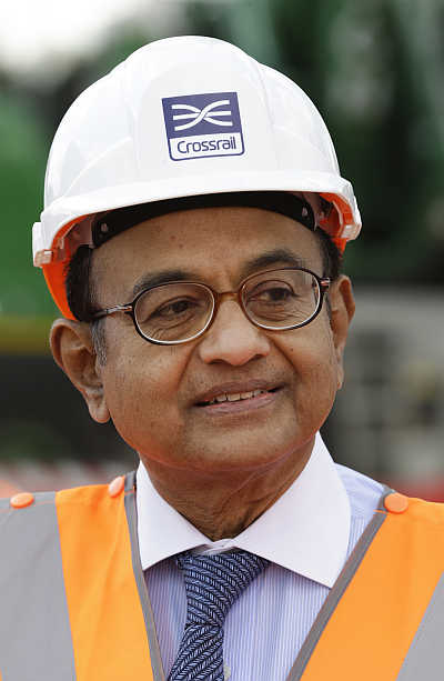 P Chidambaram tours the Pudding Mill Lane Crossrail construction site in east London.