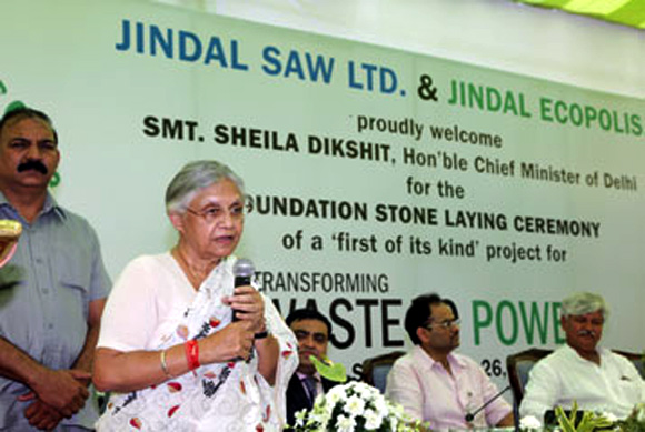 Delhi chief minister at the foundation stone laying ceremony.