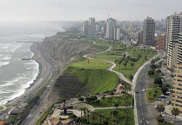 An aerial view of Peru's capital Lima.