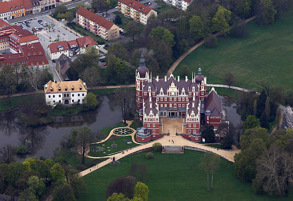 A palace in the world heritage site Fuerst Pueckler Park in Bad Muskau, near the Polish border, in Saxony, Germany.