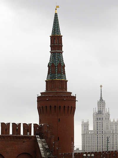 Kremlin Beklemishevskaya Tower, also known as Moskvoretskaya, in central Moscow.