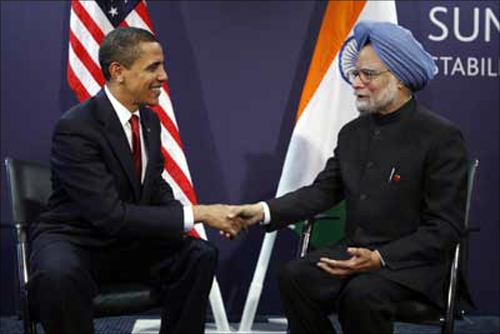 US President Barack Obama meets with India's Prime Minister Manmohan Singh.