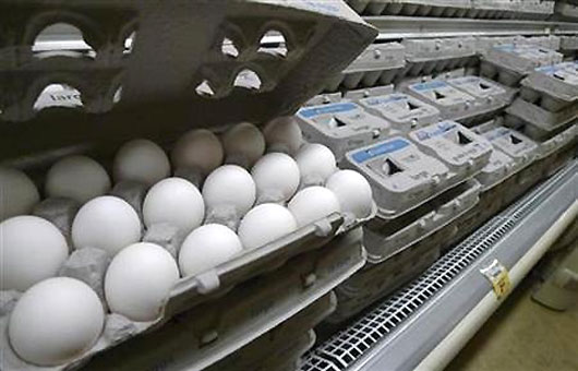 Eggs are pictured for sale at a supermarket.