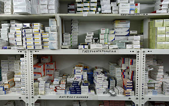 A pharmacy in Athens, Greece.