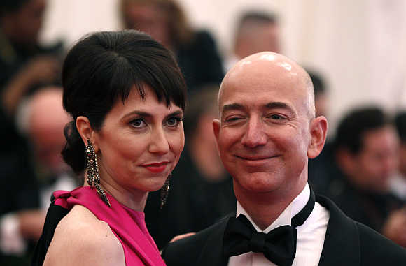 Amazon CEO Jeff Bezos with wife Mackenzie in New York.