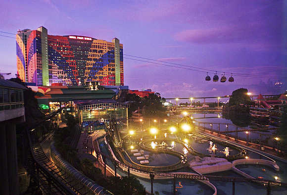 A view of Malaysia's First World Hotel and Plaza surrounded by a theme park, 60km east of capital Kuala Lumpur.