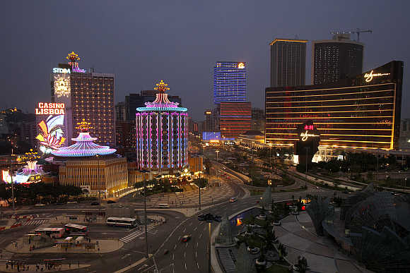 A view of casinos in Macau.