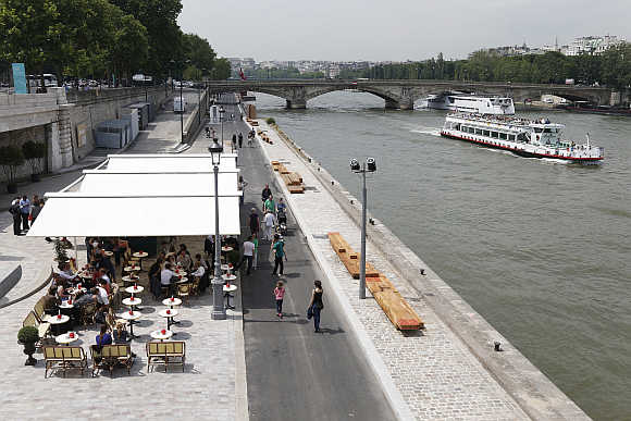 A view of the Seine River in Paris, France.