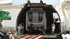 R-Infra brake on Delhi airport Metro. Photograph: Reuters