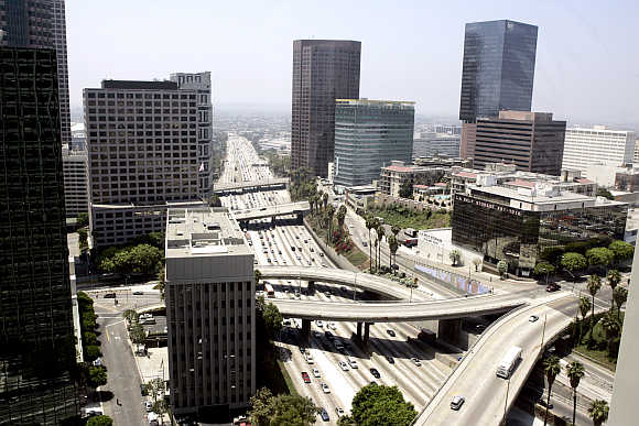 A view of the Harbor Freeway in Los Angeles, California.