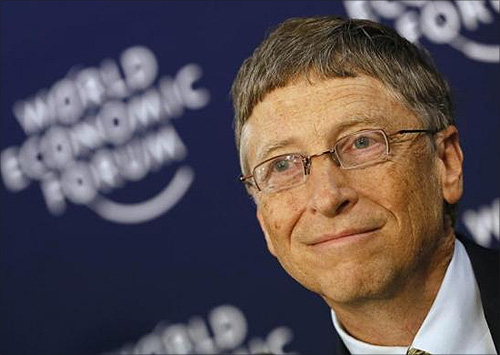 Microsoft founder and philanthropist Bill Gates addresses delegates during the annual meeting of WEF in Davos.