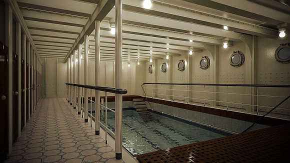 The ship also had a swimming pool.