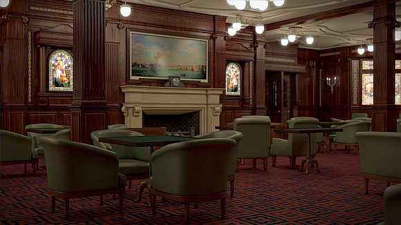 Smoking Room was designed to resemble the fashionable gentleman's clubs of New York and London.