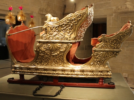 One of the exhibits at the museum: Traditional royal transport accessory like the haudah used for mounting elephants in religious, state and military processions.