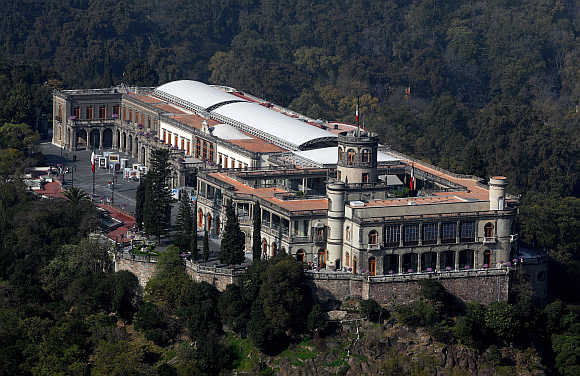 An aerial view of the Chapultepec Castle in Mexico City.