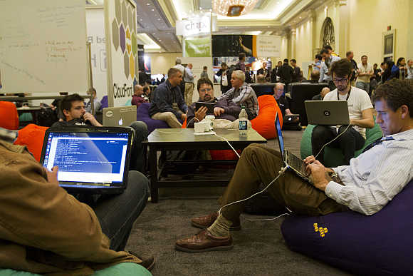Developers and programmers participate in a coding challenge in Las Vegas, Nevada, United States.