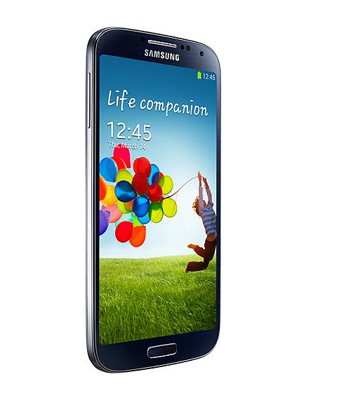 Samsung Electronics' Galaxy S4. The phone features a five-inch full HD super AMOLED touchscreen, 1.9 GHz quad-core processor.