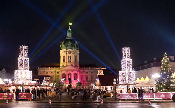 A Christmas market in front of the Charlottenburg castle in Berlin, Germany.