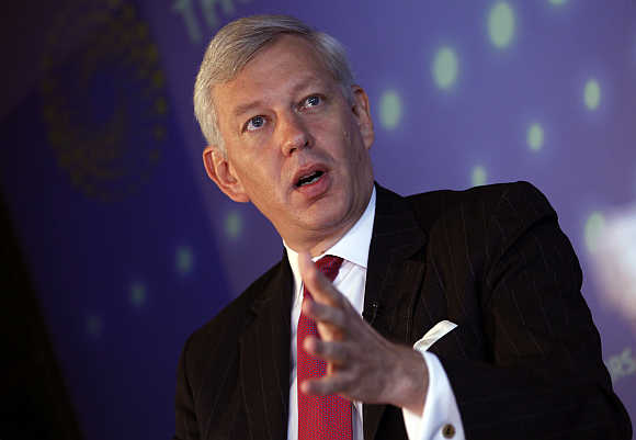 Dominic Barton at the Thomson Reuters building in New York.