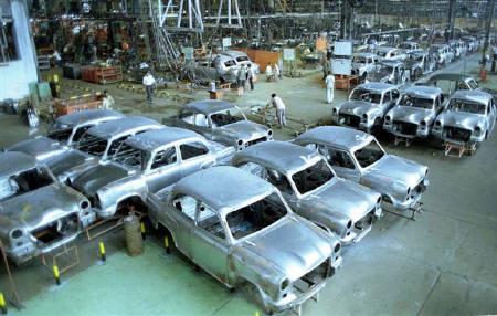File photo of Hindustan Motors' Ambassador cars at the assembly line in Uttarpara, near Kolkata.