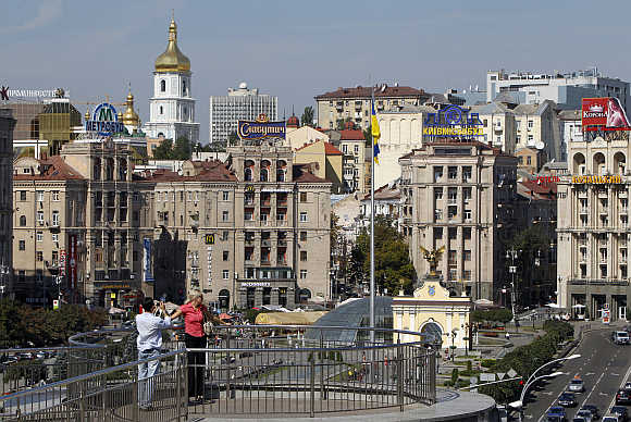 A view of the Independence Square in central Kiev, Ukraine.