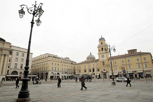 A view of Garibaldi's square in downtown Parma, northern Italy.