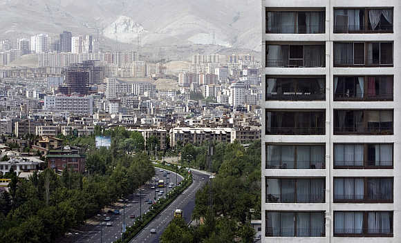 A view of buildings in north western Tehran, Iran.