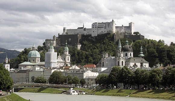 A view of a castle in Salzburg, Austria.